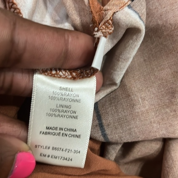 Pleat Front Maxi Dress in Rust Stripes Size Large - Picture 14 of 16